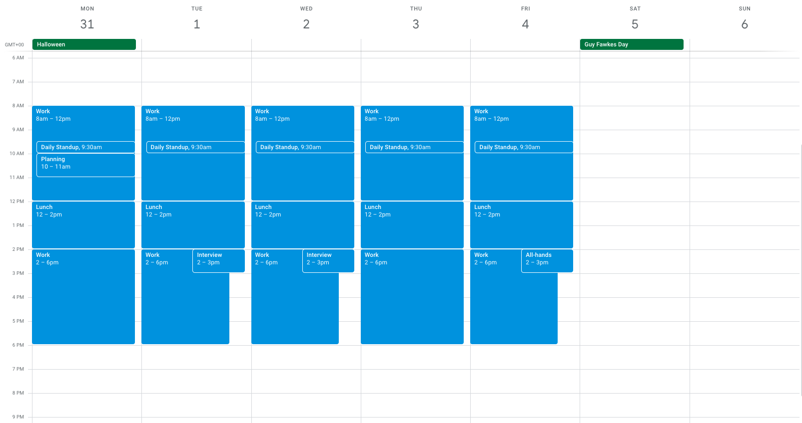 Here is my schedule